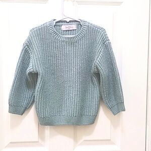 Sweet Honey Knitted Warm and Cozy Blue-Grey Longsleeves Sweather, Size 4…